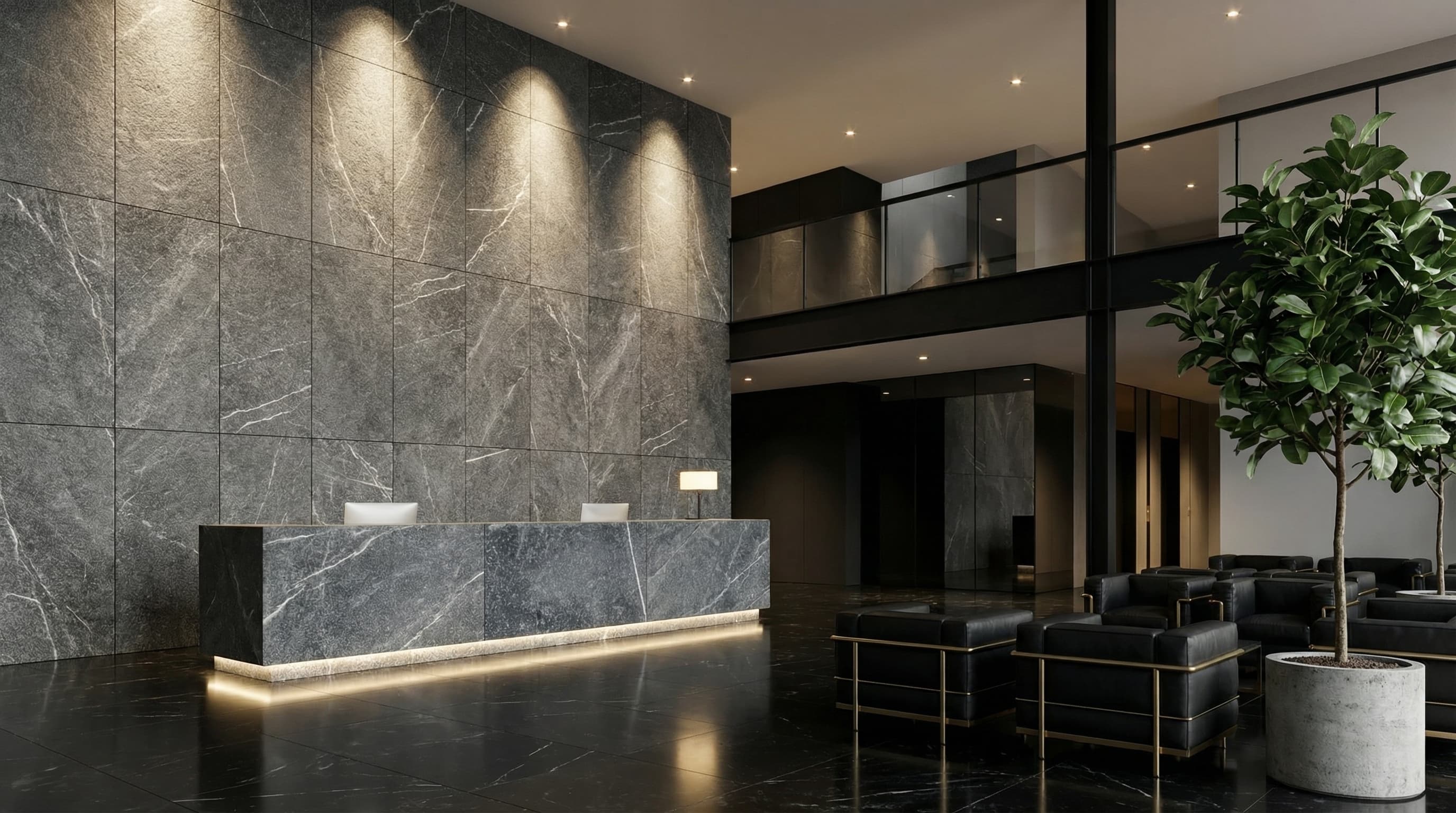 Mountain Black : Concevoir un mur d'accent de lobby