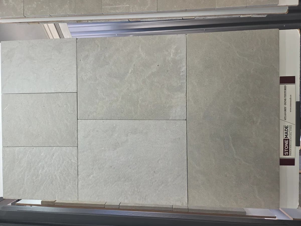 Atlas Grey Dune-Textured — Atlas Grey with Dune-Textured finish, Moroccan natural stone texture